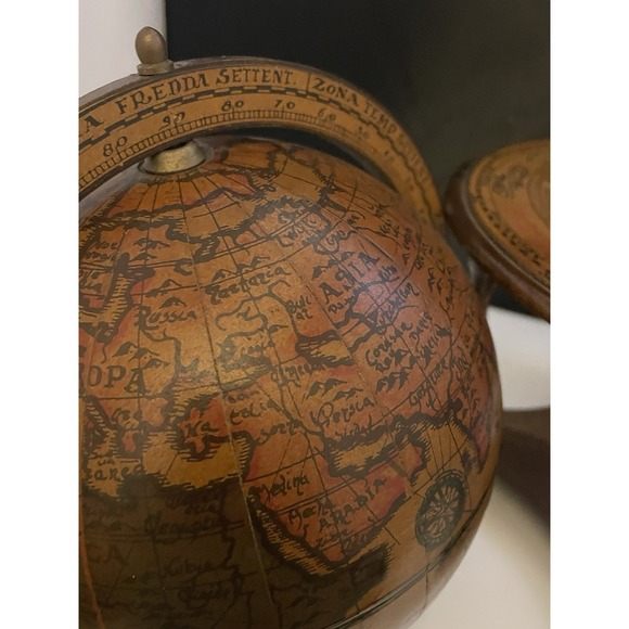 Vintage Wood Old World Globe Desktop Zodiac Astrology  Signs Made in Italy - Picture 9 of 16